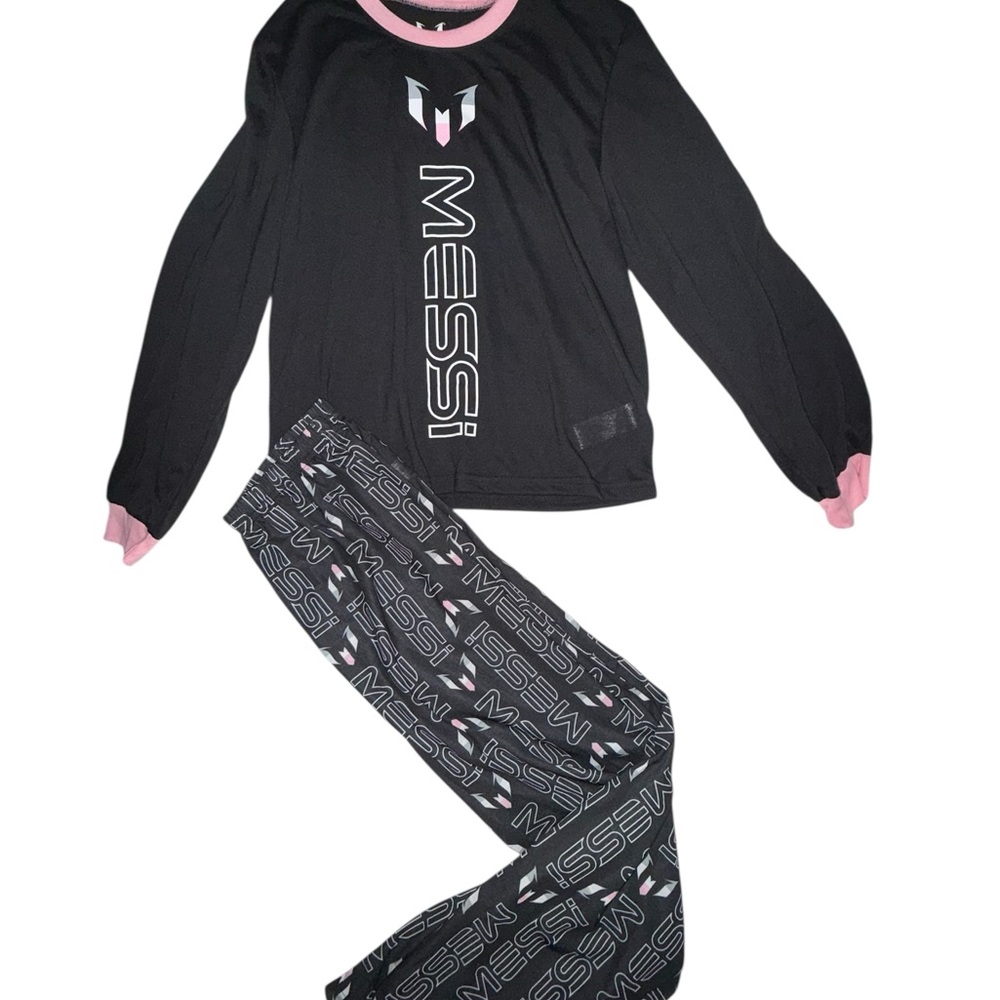 NWOT Kids Messi Pajamas - Black and Pink Size Large 12/14